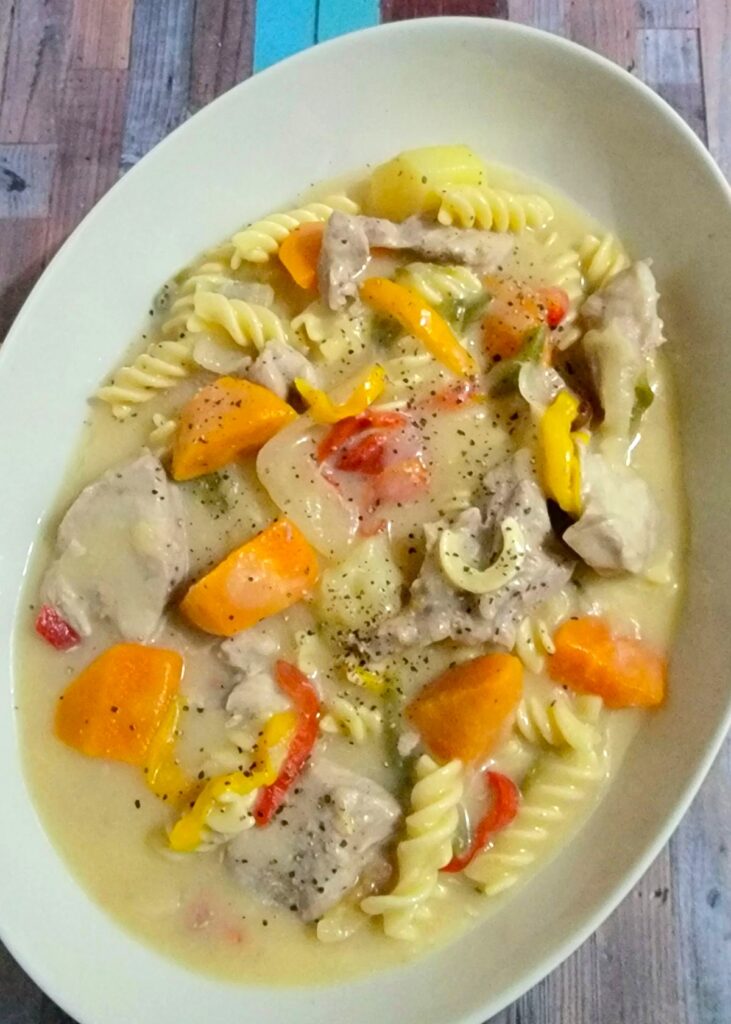 【自炊 ポーククリームパスタ】