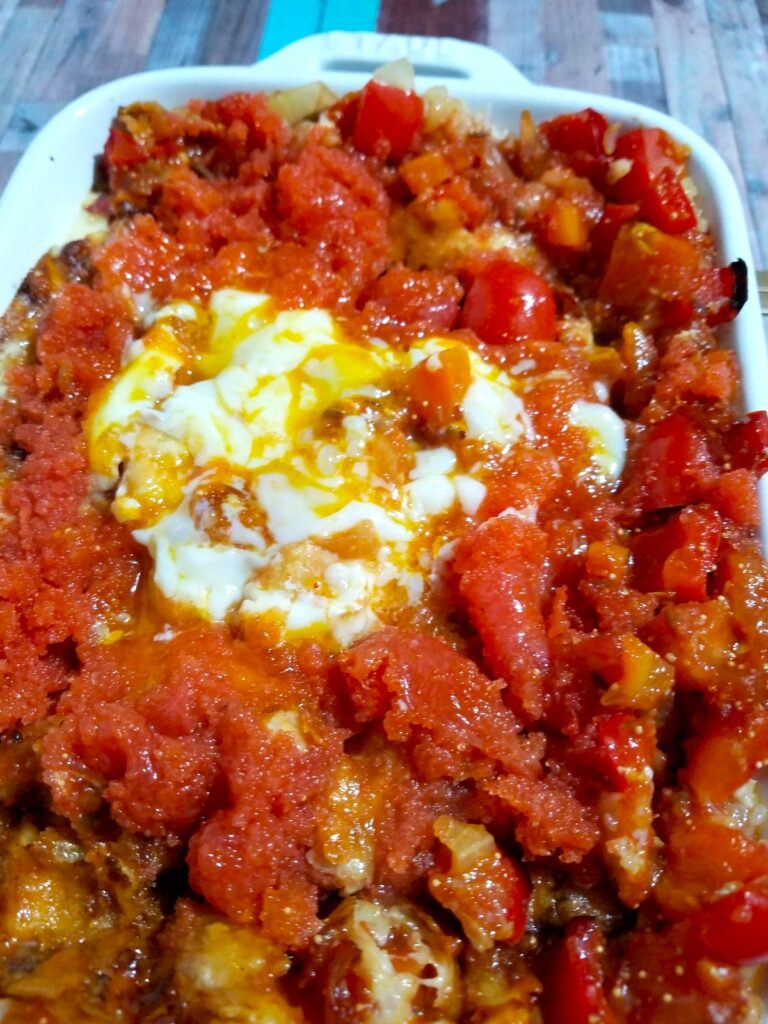 自炊「門司港焼きカレー」追い明太子、半熟卵トッピング